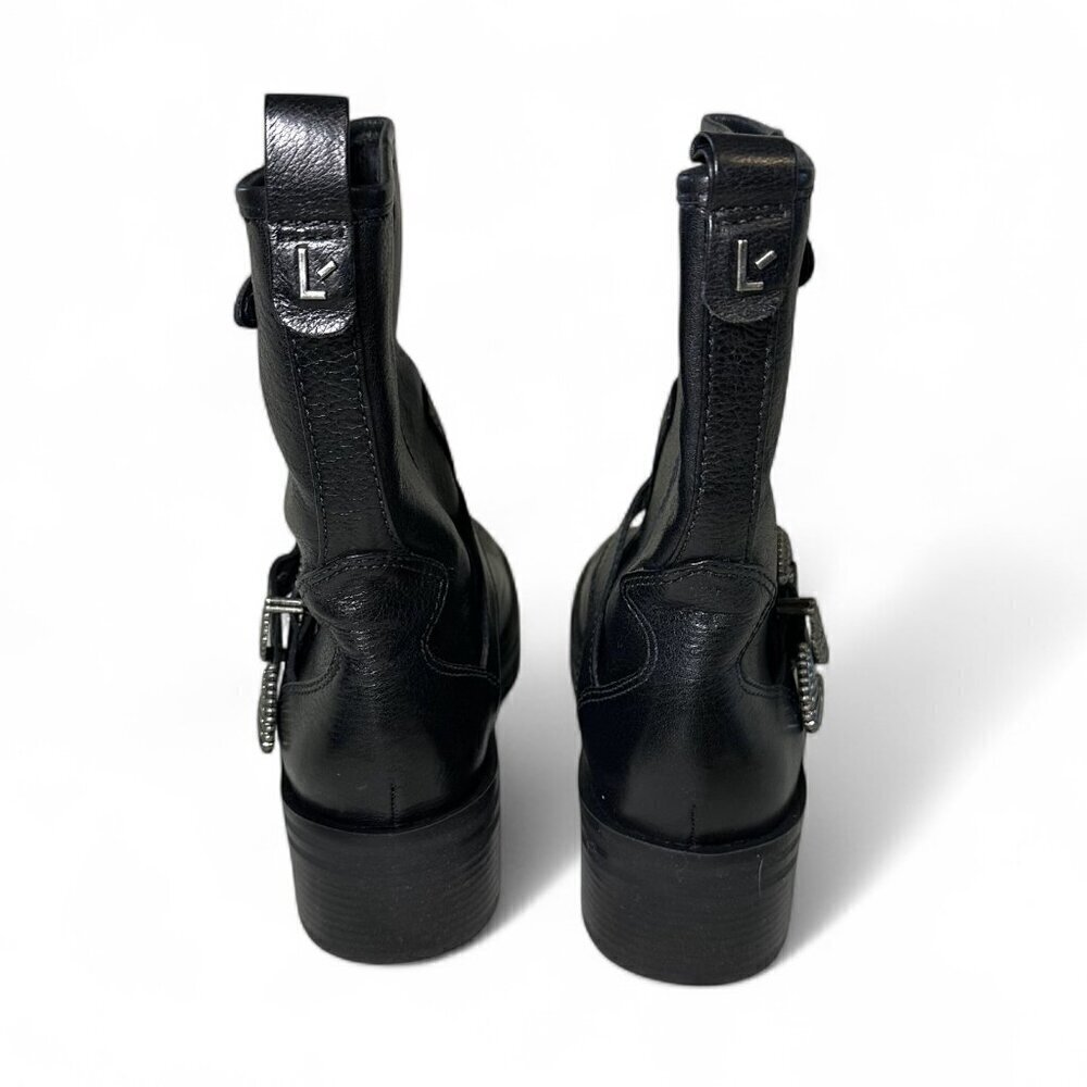 Larroude Women's Hardy Buckle Black Moto Boot EU 37.5 NEW IN BOX - Picture 7 of 16